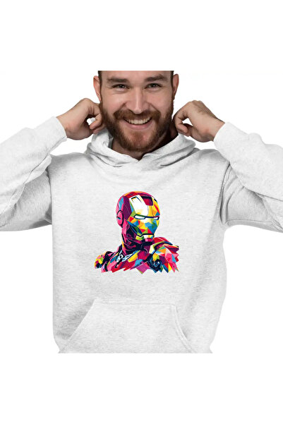 OEM Мъжки суичър с качулка Iron Man Geometric Iron Man Steel