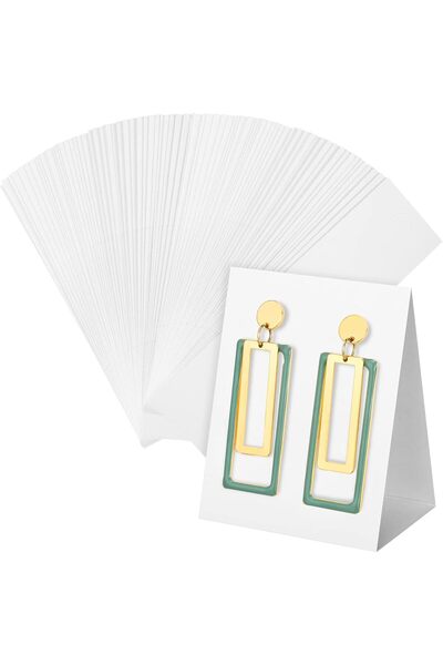 naturevo 30 Adet Beyaz Küpe Kartı - 300 gr Kalın Karton Takı Sergileme Kartları