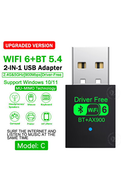 Choice1 محول واي فاي وبلوتوث USB AX900-C بسرعة 900 ميجابت في الثانية 2 في 1 ثنائي النطاق 2.4 جيجاهرتز/5 جيجاهرتز واي فاي دونجل عالي السرعة
