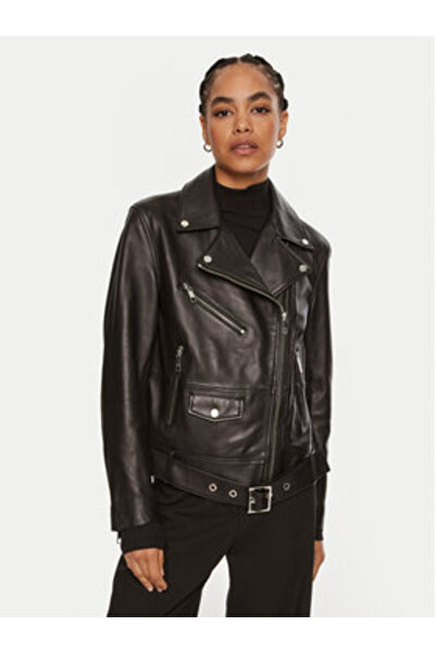 BOSS Γυναικείο Δερμάτινο Μπουφάν 50518257 Μαύρο