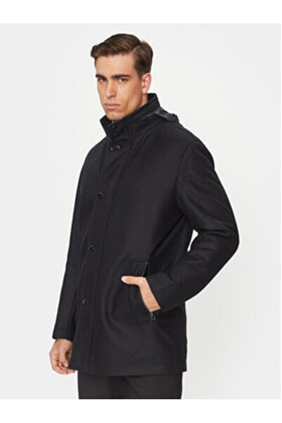 BOSS Ανδρικό Μάλλινο Παλτό 50502267 Μπλε Σκούρο Μπλε