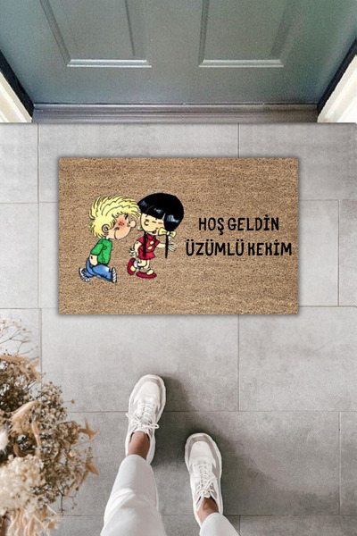 Dormot Dekoratif Dijital Paspas Kişiye Özel Tasarım Hoşgeldin Üzümlü Kekim Ka...