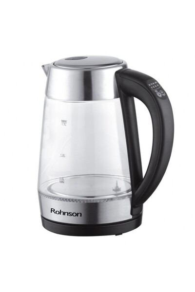 ROHNSON Kettle R7670, 2200 W, 1.7 l, cordless, 360° rotating base, borosilicate glass body