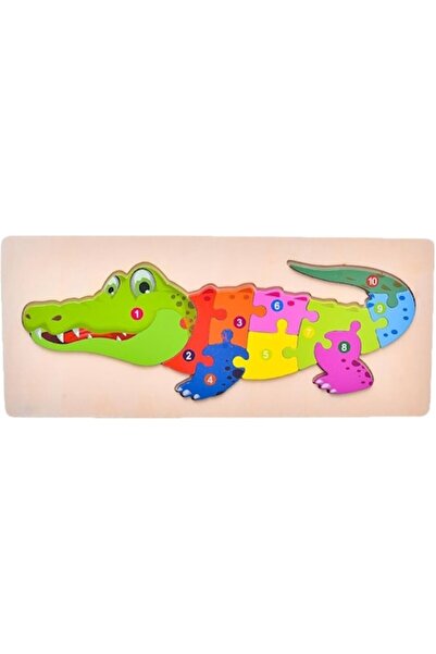 OEM Montessori wooden educational puzzle - crocodile with numbers