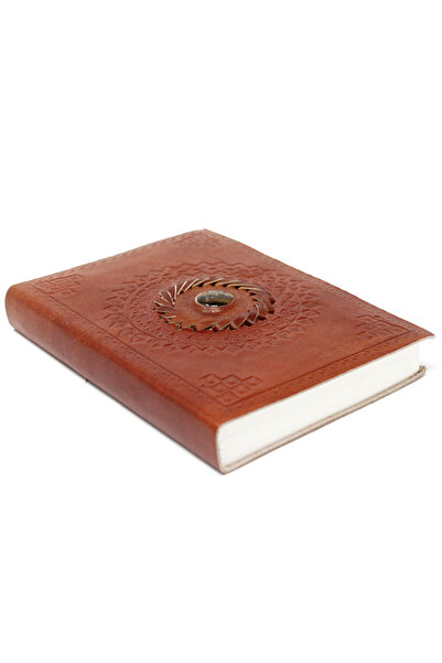 OEM Leather Journal | Handmade | with Tiger Eye Crystal | 17 x 12 cm *