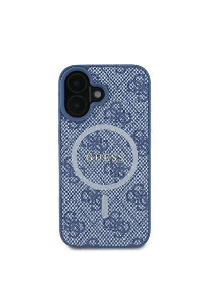 Guess Θήκη για iPhone 16, 4G Ring Classic Logo MagSafe, Μπλε