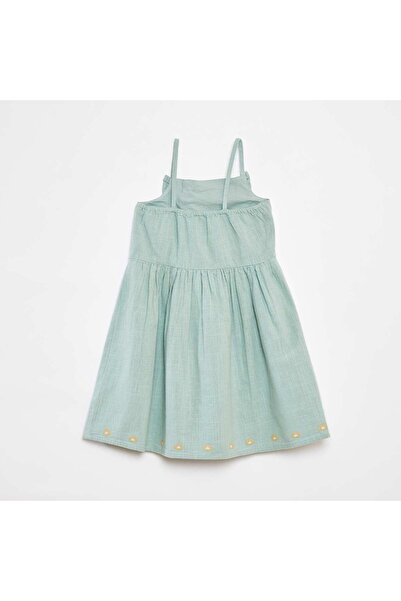 KIABI Woven fabric dress with embroidery GREEN