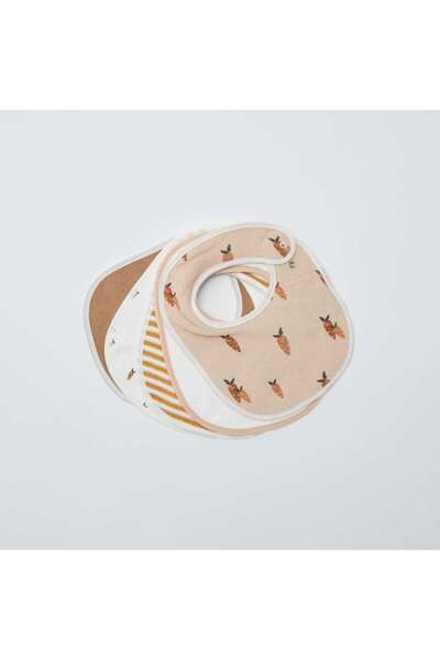 KIABI 5 مرايل بطبعات زخرفية وقفل بزر ضغط باللون البني