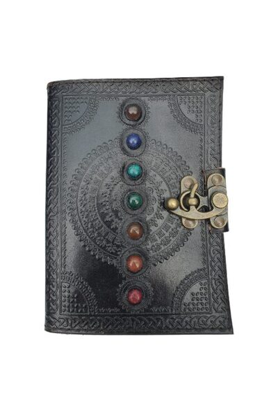 OEM Handmade leather journal "7 Chakra Crystals" India 17.5x13 cm - 200 pages