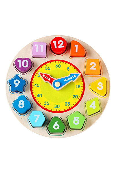 HALAMODO ساعة خشبية لفرز الأشكال للأطفال الصغار مقاس 8.4 بوصة