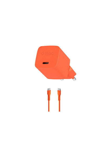 Ttec SmartCharger GAN 20W PD Seyahat Hızlı Şarj Aleti + USB-C - USB-C 3A Kablo Neon 2SCG20CN