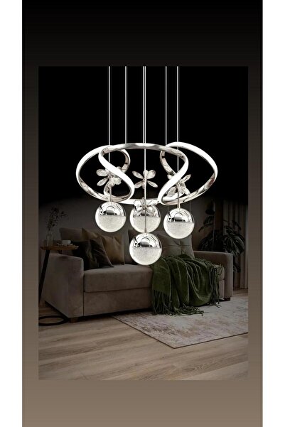 Genel Markalar SEKA 3 Renk Işık Özellikli Modern Krom Kaplama Sarkıt Led Avize Salon Avize