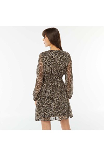 KIABI Fitted crÃªpe knit dress BEIGE