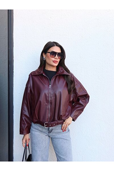 ESRAHELVACI Belted Bomber Leather Jacket