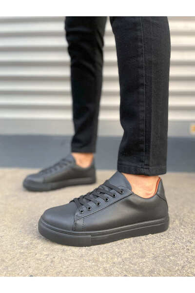 Zapatos JY122 Mode Lace-up Skin Ανδρικά παπούτσια casual sneaker CST - Μαύρο