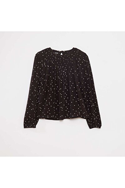 KIABI بلوزة مطبوع من الكريب باللون الأسود