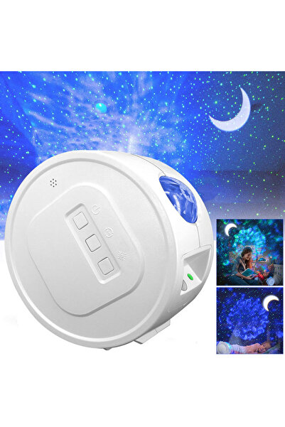 HALAMODO ضوء إسقاط نجم المحيط الأبيض مع كابل USB، التحكم الصوتي، 17*8*8 سم