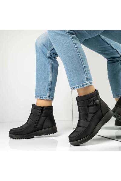 BMoD Ghete de zăpadă negre din material textil pentru femei cu fermoar MOD12306