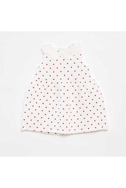 KIABI Sleeveless patterned crinkle-knit dress WHITE