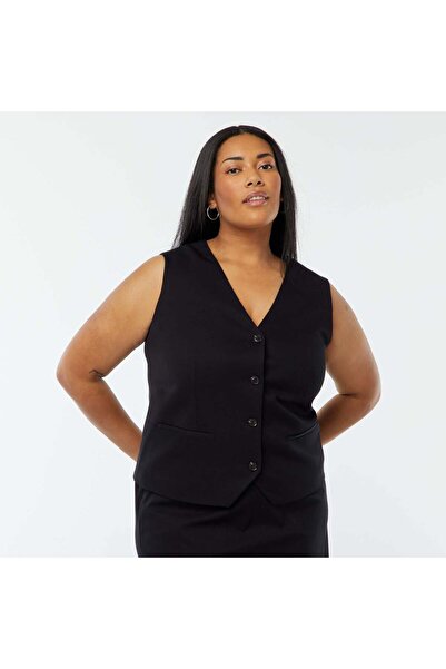 KIABI Buttoned waistcoat BLACK