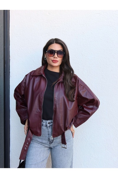 ESRAHELVACI Belted Bomber Leather Jacket