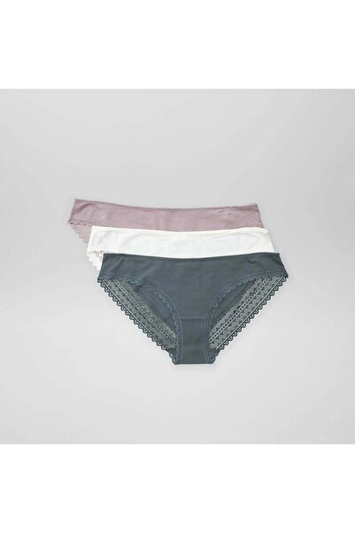 KIABI Pack of 3 cotton and lace briefs PINK