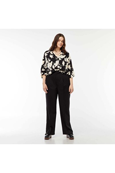 KIABI Patterned lightweight long-sleeved blouse BLACK