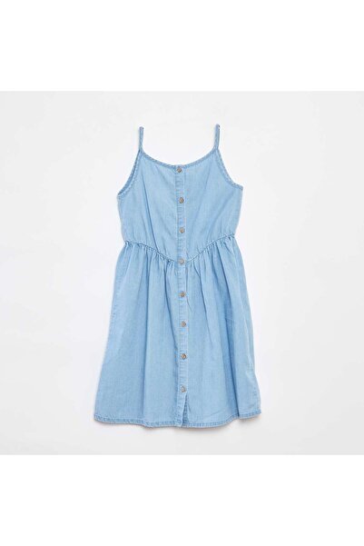 KIABI فستان تنسل بحمالات باللون الأزرق
