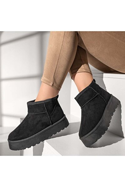 Modlet.ro Women's black suede thick-sole UG-style boots MOD12790