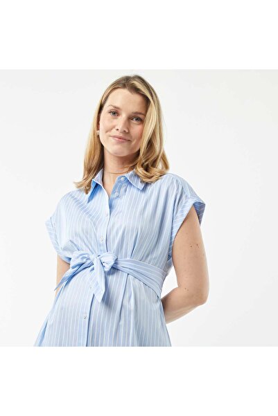 KIABI Maternity shirt dress with tie fastening BLUE