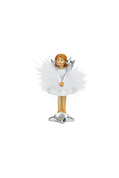 CHRISTMAS GIFTS Ingeras cu pene albe 11 cm