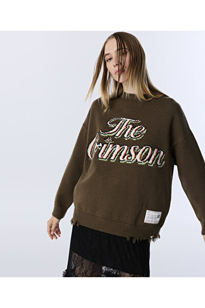 Twist Slogan Jakarli Raw Edge Sweater