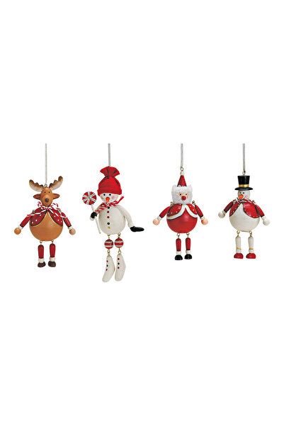 CHRISTMAS GIFTS Set 4 figurine de Craciun din lemn 11-16 cm