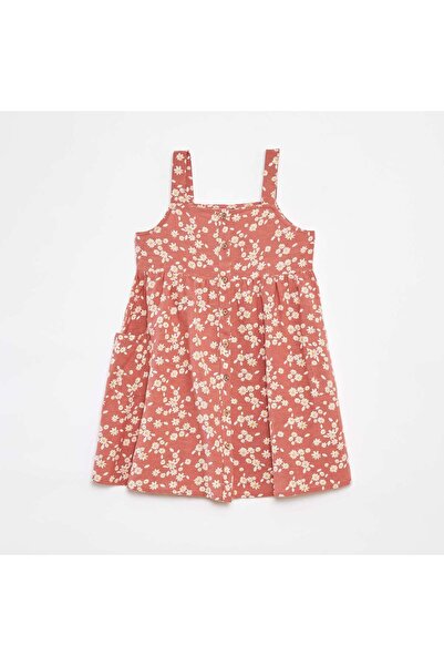 KIABI Linen-blend dress with button fastening RED