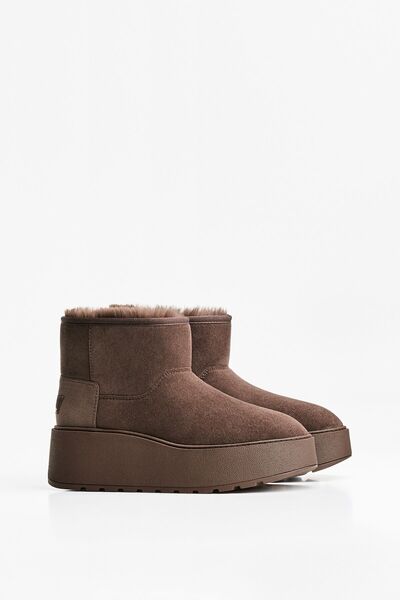 Bershka Platform ankle boots with faux fur lining