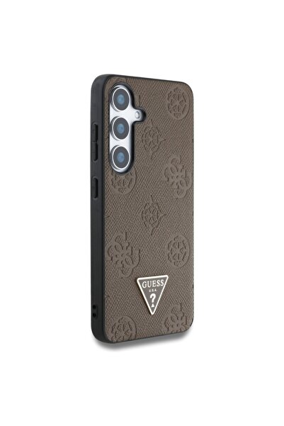 Guess Θήκη για Samsung Galaxy S25, MagSafe με τριγωνική στάμπα και κόκκους, καφέ