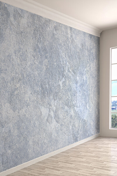 dreamwall Gri ve Buz Mavi Taş Desenli Tek Parça Duvar Kağıdı