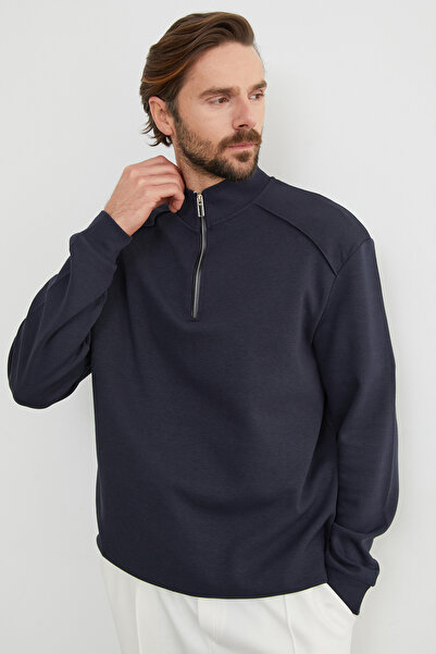 Fulla Moda Φούτερ με γιακά με μισό φερμουάρ