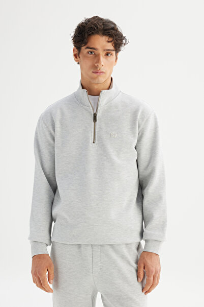 Lee Регулярний крій, нормальний крій, капюшон, застібка-блискавка, сірий меланж, світшот