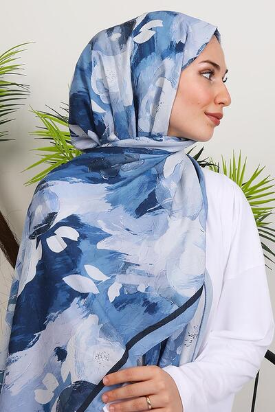 GİYZAMİLA Marbel Bamboo Shawl Blue