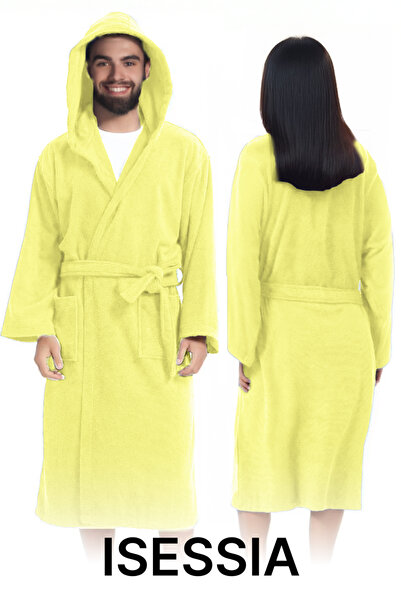 Isessia Fidel Pamuklu Kapüşonlu Unisex Bornoz Yetişkin Kapşonlu Yüksek Emici ...