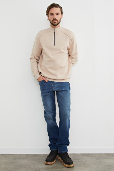 Fulla Moda Dik Yaka Yarım Fermuarlı Sweatshirt