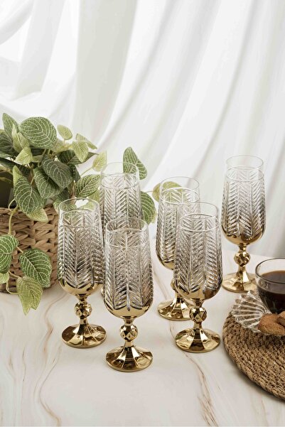 crystalhome 6-Pack Gold Fishbone Crystal Coffee Side Dish 180ml