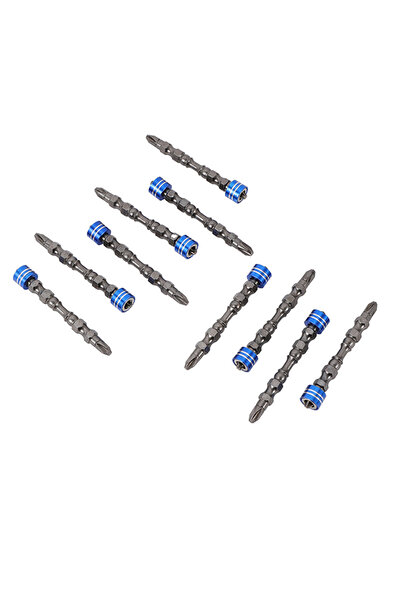 Lawazim Magnetized Screwdriver Bits - 10 Piece Blue Magnetic Collar for Drill, DIY & Woodworking