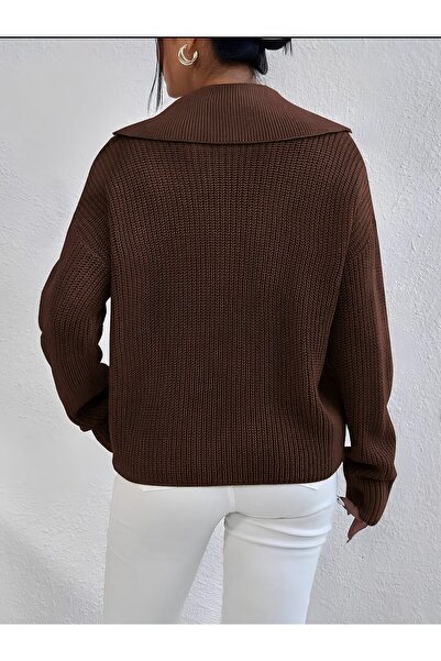 Gülçin Coşkun Жакет с копчета и яка, удобна кройка, дамски трикотажен пуловер