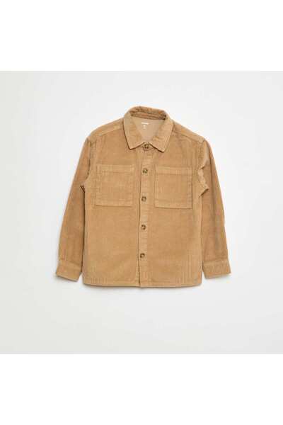 KIABI قميص خارجي من قماش مخملي بيج