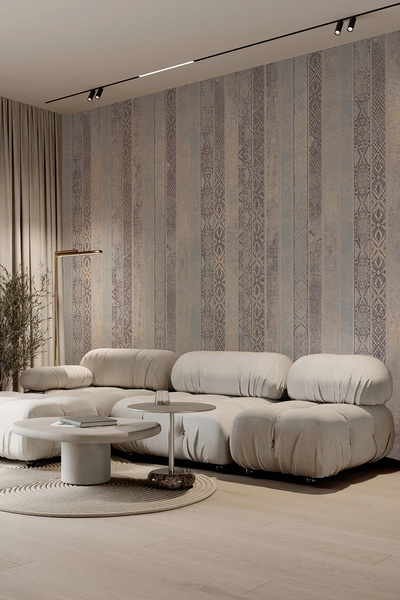 dreamwall Eskitme Osmanlı Motifli Çizgili Tekstil Duvar Kağıdı