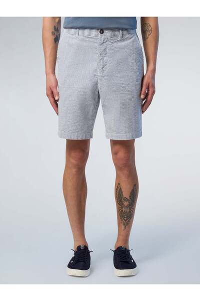 North Sails Regular Fit Çizgili %100 Pamuk Chino Şort