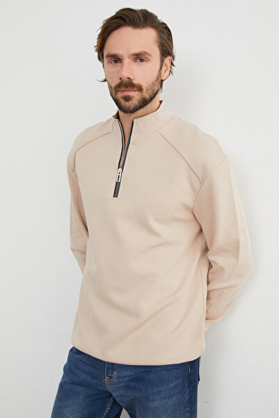 Fulla Moda Dik Yaka Yarım Fermuarlı Sweatshirt