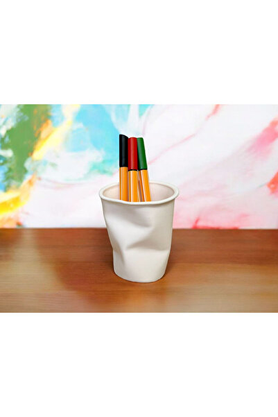 multiogz Desktop Pen Holder Organizer with Crushed Cardboard Cup Design – Modern Decorative Pen Holder